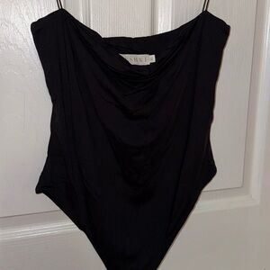 MESHKI black silk bodysuit